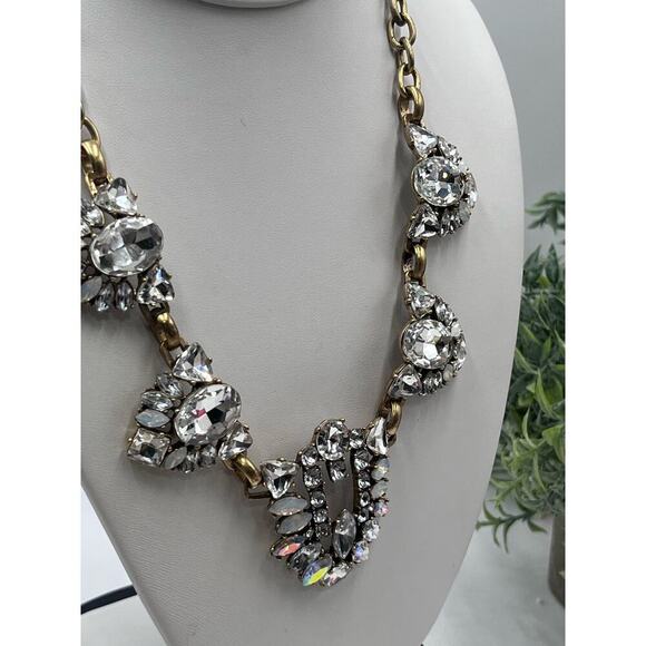 J. Crew Art Deco Rhinestone Clear, AB and Opal Colored Statement Necklace - Picture 8 of 16